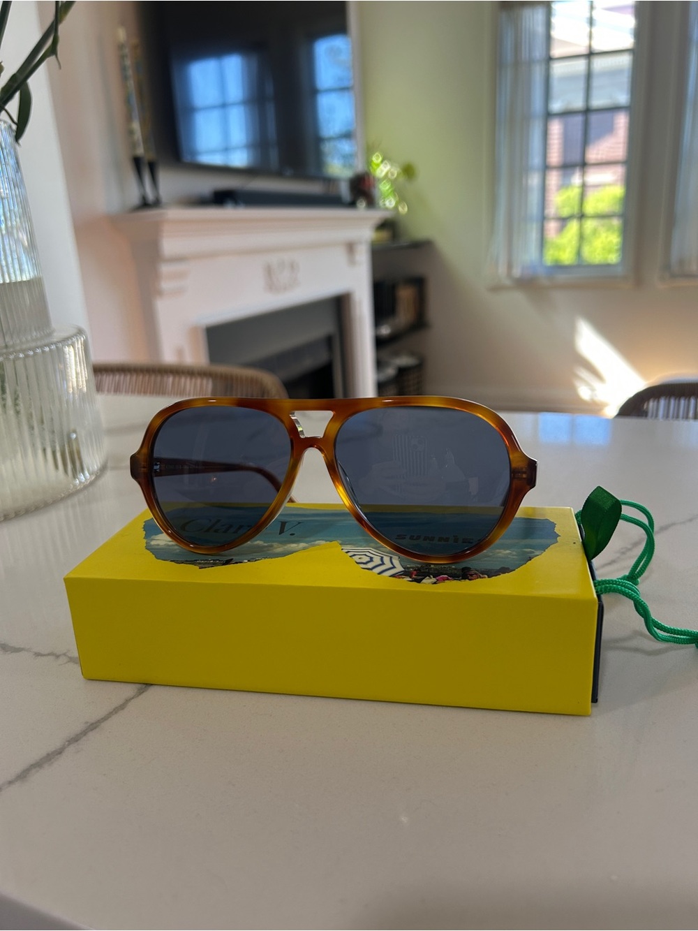Clare V Tortoiseshell Aviator Sunglasses
